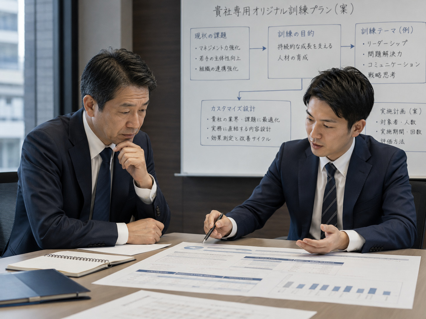 企業課題を整理し、教育設計を行う打ち合わせ